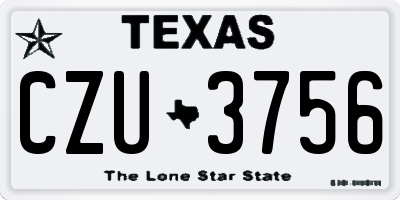 TX license plate CZU3756