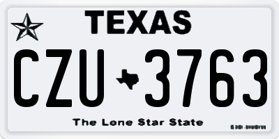 TX license plate CZU3763