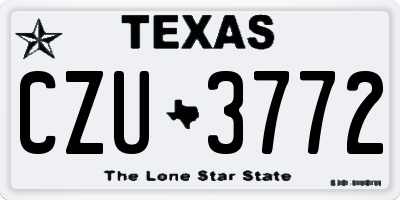 TX license plate CZU3772