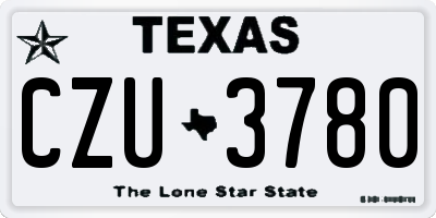 TX license plate CZU3780