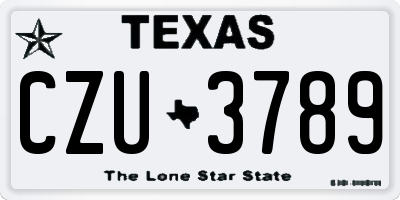 TX license plate CZU3789