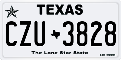 TX license plate CZU3828