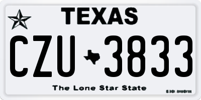 TX license plate CZU3833