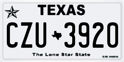TX license plate CZU3920