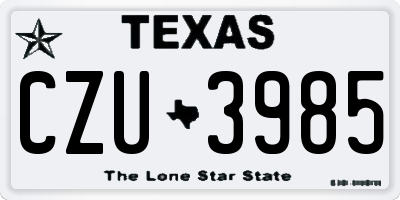 TX license plate CZU3985