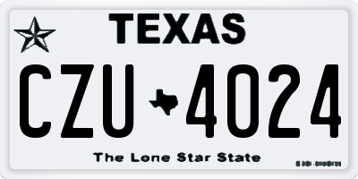 TX license plate CZU4024