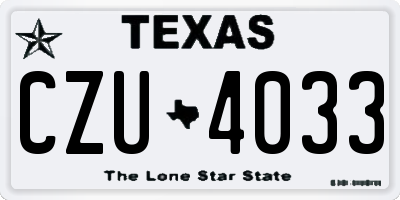 TX license plate CZU4033