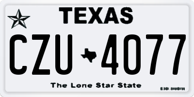 TX license plate CZU4077