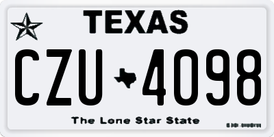 TX license plate CZU4098