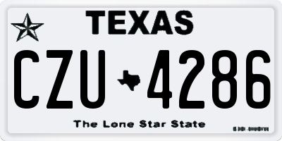 TX license plate CZU4286