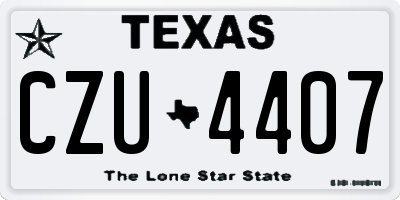 TX license plate CZU4407