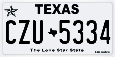 TX license plate CZU5334