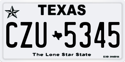TX license plate CZU5345