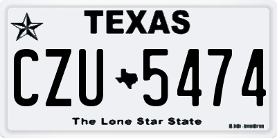 TX license plate CZU5474