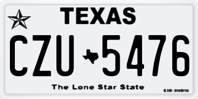 TX license plate CZU5476