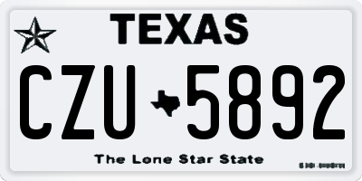 TX license plate CZU5892