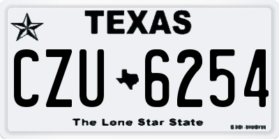 TX license plate CZU6254