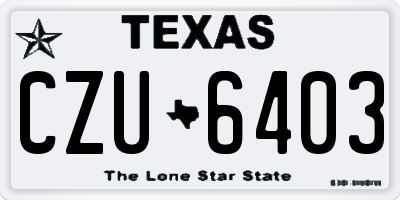 TX license plate CZU6403