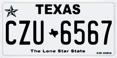 TX license plate CZU6567