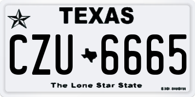TX license plate CZU6665