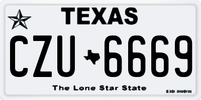 TX license plate CZU6669