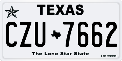TX license plate CZU7662