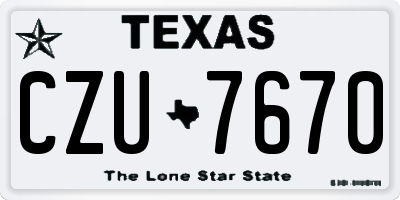 TX license plate CZU7670