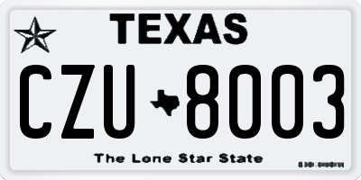 TX license plate CZU8003