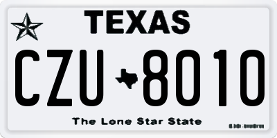 TX license plate CZU8010