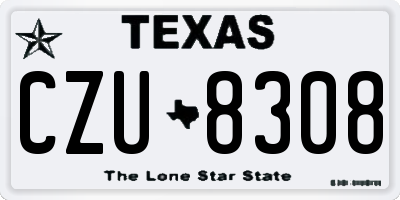 TX license plate CZU8308