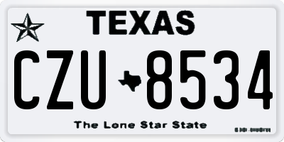 TX license plate CZU8534