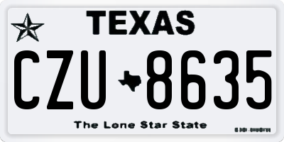 TX license plate CZU8635