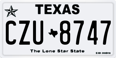 TX license plate CZU8747