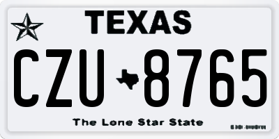 TX license plate CZU8765