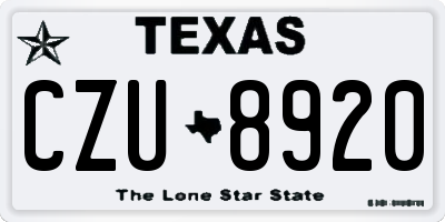 TX license plate CZU8920