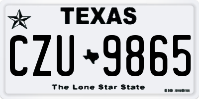TX license plate CZU9865