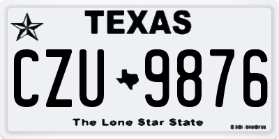 TX license plate CZU9876