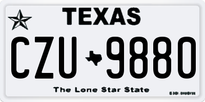 TX license plate CZU9880