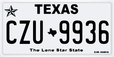 TX license plate CZU9936