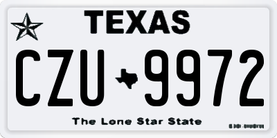 TX license plate CZU9972