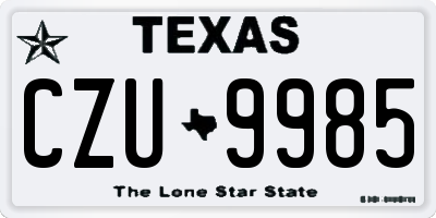 TX license plate CZU9985