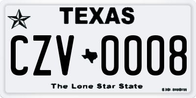 TX license plate CZV0008