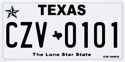 TX license plate CZV0101