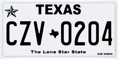 TX license plate CZV0204