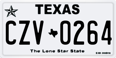 TX license plate CZV0264