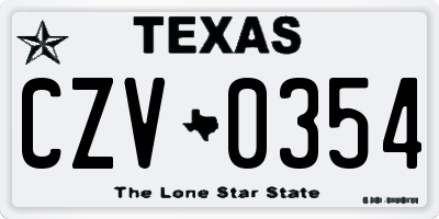 TX license plate CZV0354