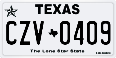 TX license plate CZV0409
