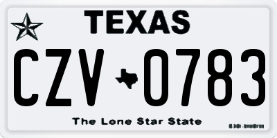 TX license plate CZV0783