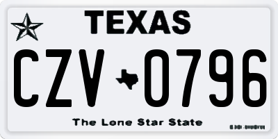 TX license plate CZV0796