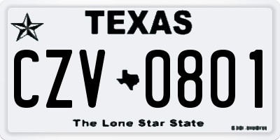 TX license plate CZV0801